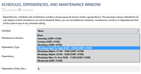 Available Default Schedules in Device Settings Available Default Schedules in Device Settings